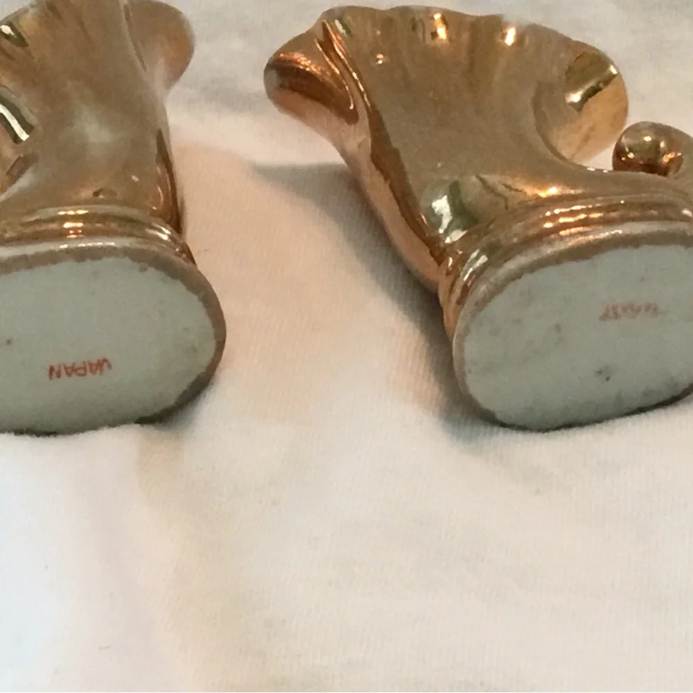 Vintage Gold Ceramic Cornucopia Miniature Vases